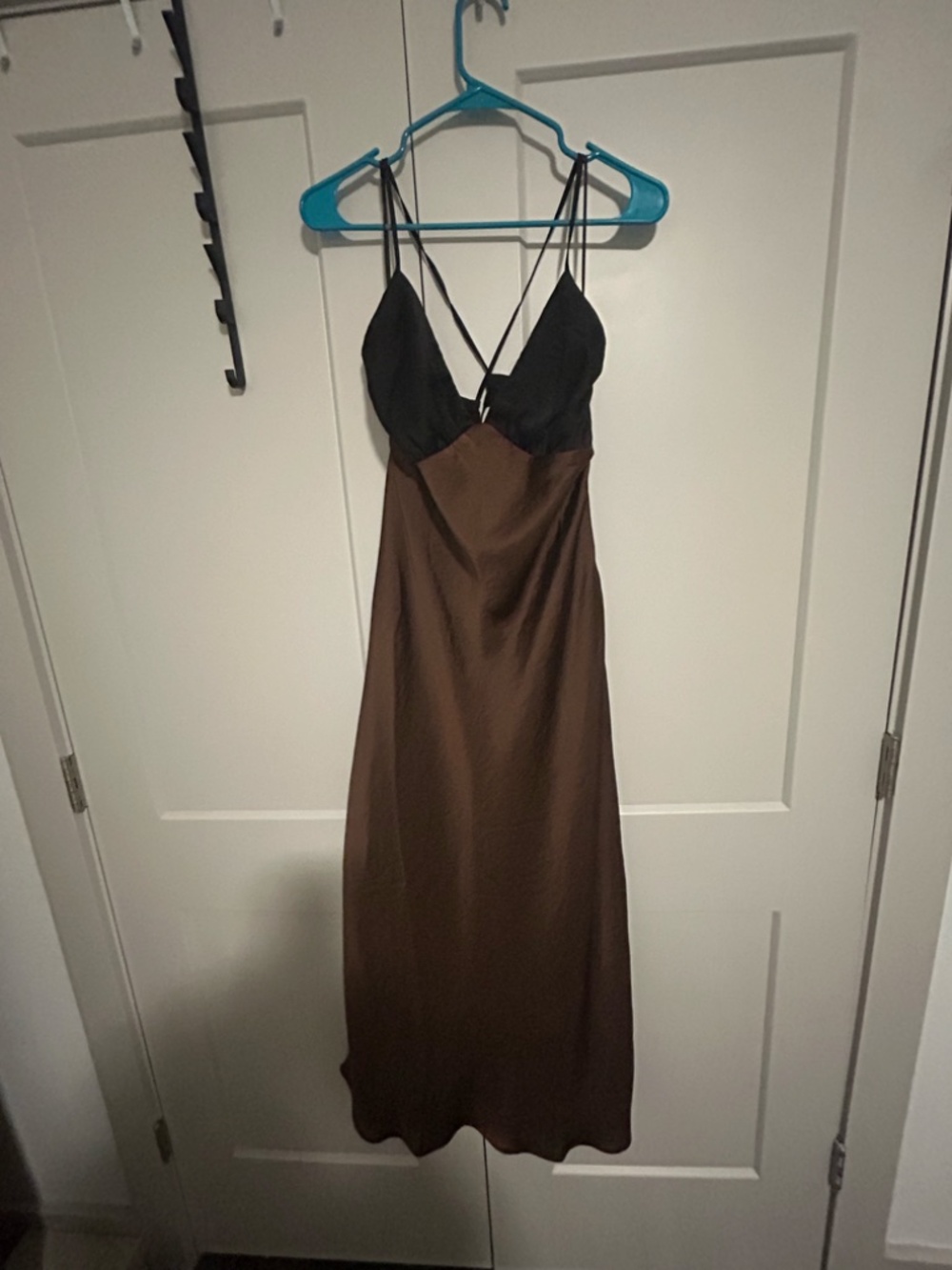 Abercrombie & Fitch Brown Maxi Slip Dress with Black Bodice - Picture 3 of 5